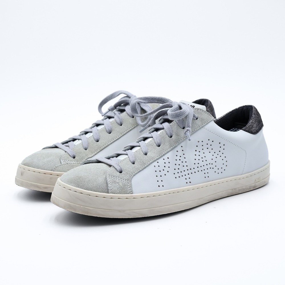 P448‎ Women's EU 43 US 11.5 White Grey Leather Suede John Low Top Sneakers Italy